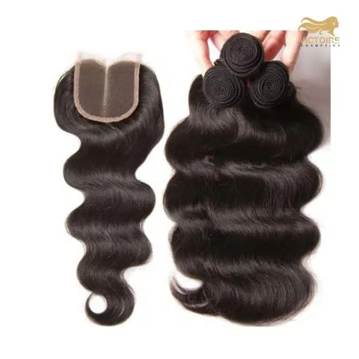 Kit 4 Indian Body Wave Human Hair Bundels 3x 100 gr 50,80cm 20inch + 1 closure