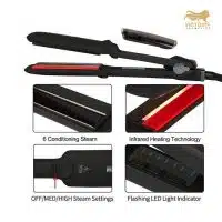 Steam Stoom Pro & Infrared Hair Straightener Stijltang - Zwart 235ºC Nu Gratis Accessories