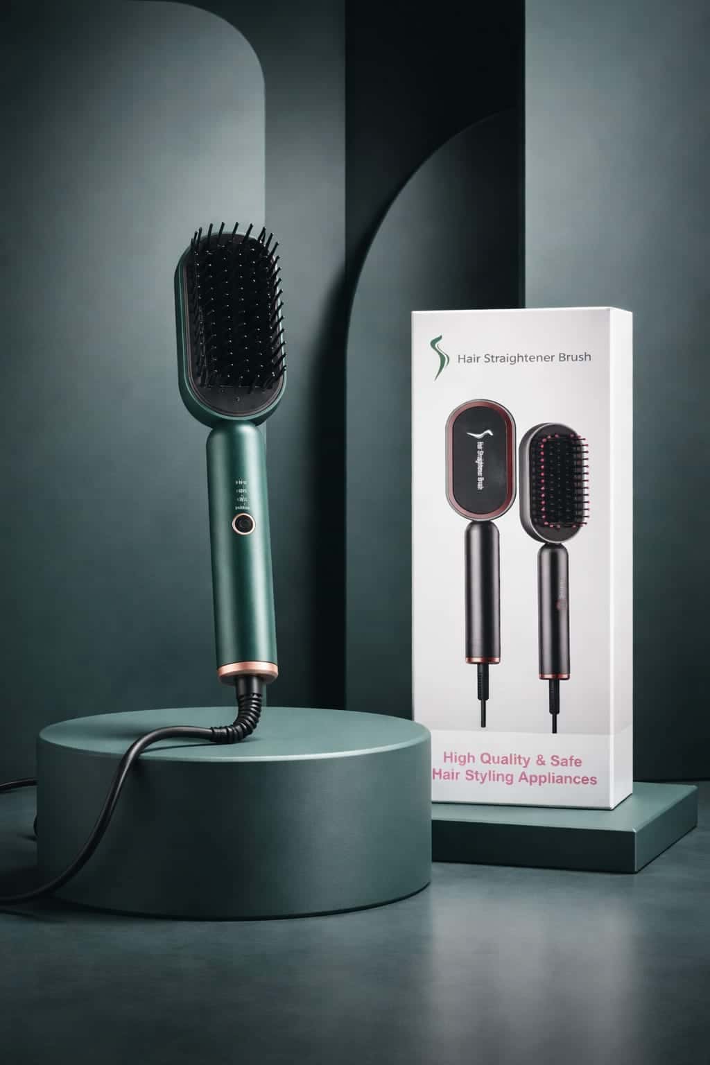 Stijltang Kam - Stijlborstel - Haarstijler - Voor Hoofdhaar - Baardhaar - Baardborstel - Styling - 2 in 1 - Mannen - Vrouwen – Zwart