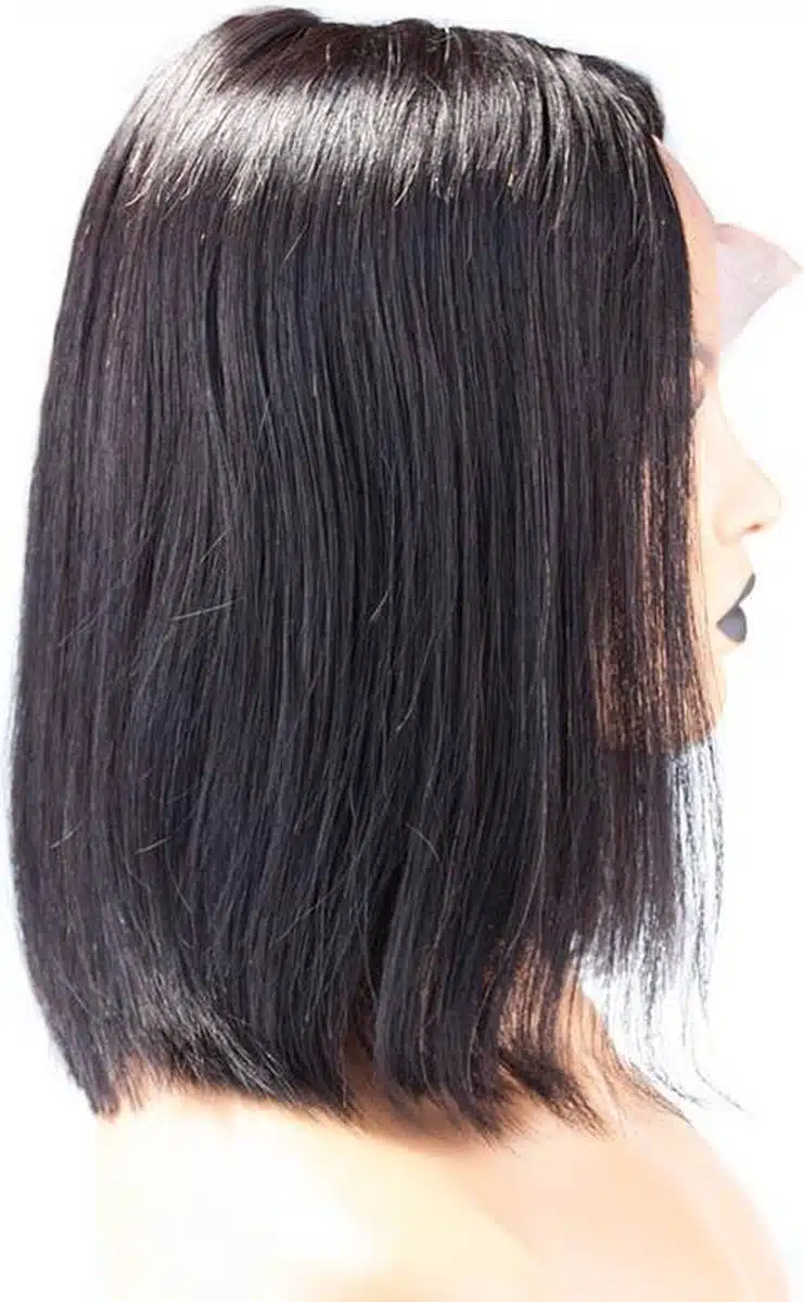 Menselijk haar – Human Hair Bob Wig 14 Inch - 35 cm – Wasbaar – Pruiken Dames – Hoge kwaliteit - Verfbaar - Afbeelding 2