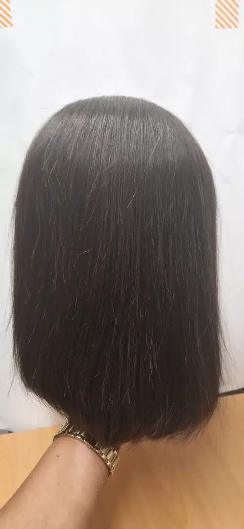 Zwarte Pruik - Pruiken Dames - Wig - Kort Haar met Pony - Zwart - 13inch 30,48 cm - Afbeelding 6