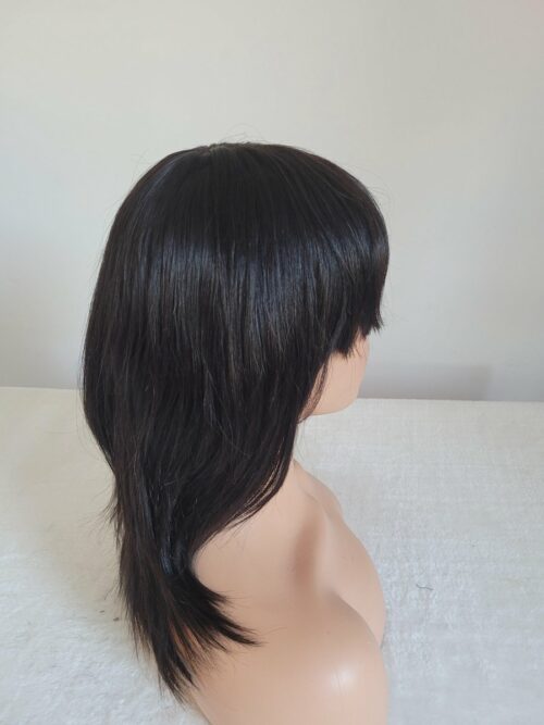 Zwarte Pruik - Pruiken Dames - Wig - Kort Haar met Pony - Zwart - 13inch 30,48 cm - Afbeelding 4