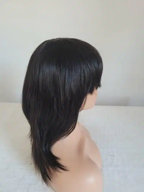 Zwarte Pruik - Pruiken Dames - Wig - Kort Haar met Pony - Zwart - 13inch 30,48 cm - Afbeelding 4