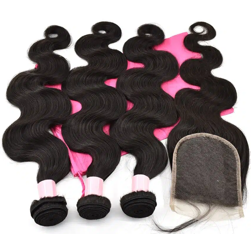 Kit Human Hair Bundle 18inch Body Wave 150 density 45,72 cm Grade 12 A - Afbeelding 4