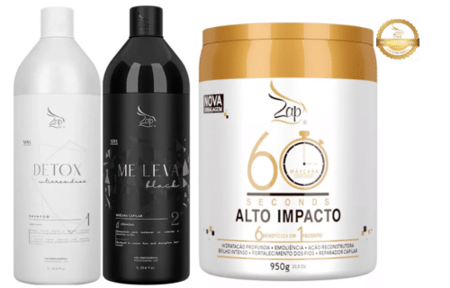 Kit Braziliaans Progressiva ZAP keratine behandeling (All Time) Me Leva + Máscara 60 Seconds 950g - Afbeelding 5