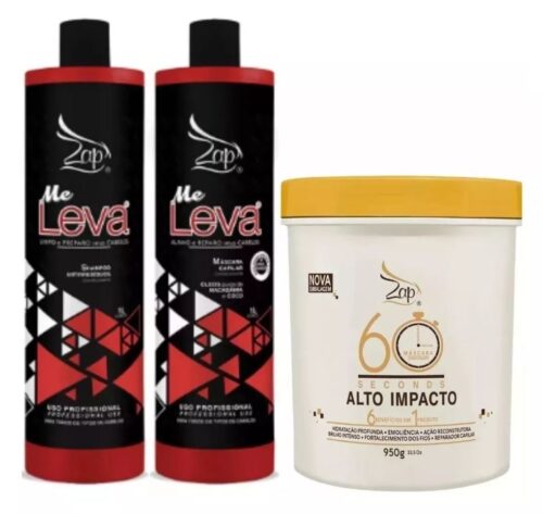 Kit Braziliaans Progressiva ZAP keratine behandeling (All Time) Me Leva + Máscara 60 Seconds 950g - Afbeelding 6