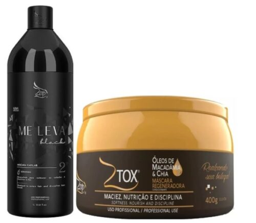 Zap Me Leva Braziliaans keratine mascara1L + Ztox mascara Regeneração olie Macadamia & Chia 400g