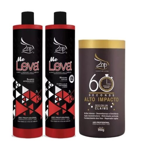 Kit Braziliaans Progressiva ZAP keratine behandeling (All Time) Me Leva + Máscara 60 Seconds 950g - Afbeelding 4