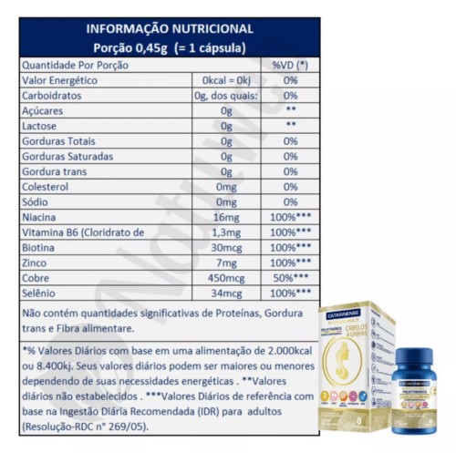 Voedingssupplement in capsules haar en Nagels 60 Caps - Catarinense - Afbeelding 6
