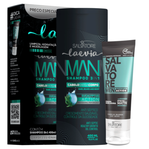Kit Laevia Man 3IN1 Eucalyptus Action Shampoo 400ml + Pommade 100ml