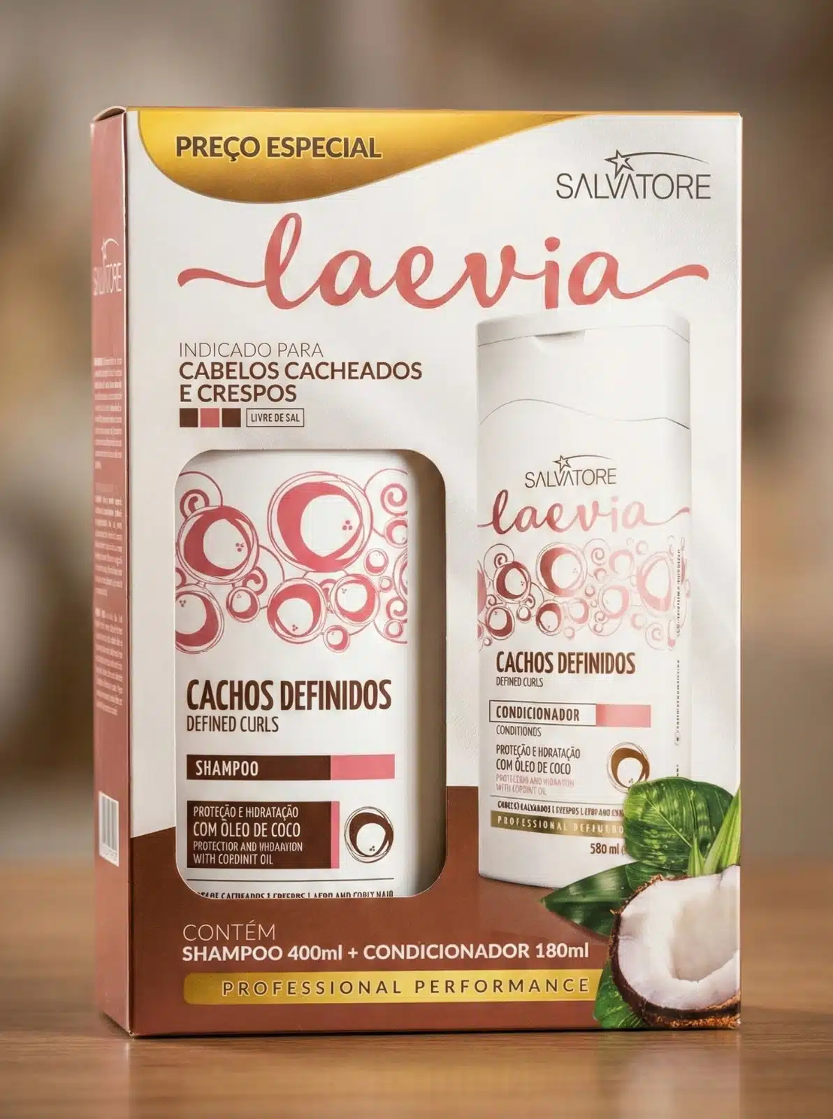 Kit Salvatore Laevia Cachos Definidos – Protection et Hydratation pour des Boucles Parfaites 400 ml + CO 180 ml