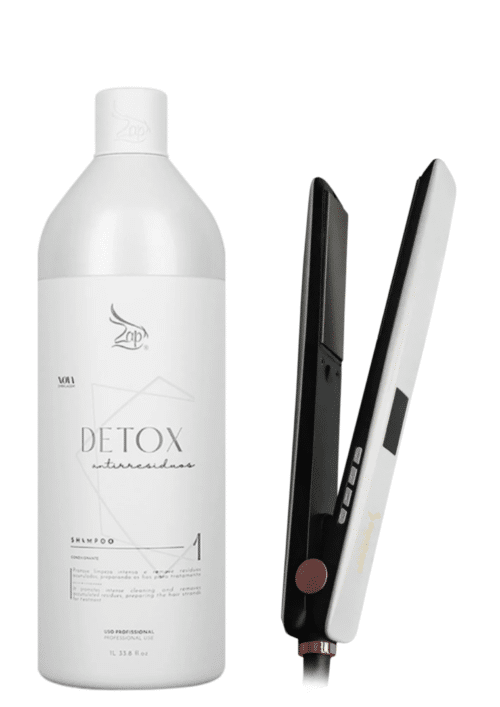 Zap Anti-Residu Detox Shampoo 1L/33,8 fl.oz + Stijltang nano-titanium coating lcd-display - 130 °C tot 230 °C