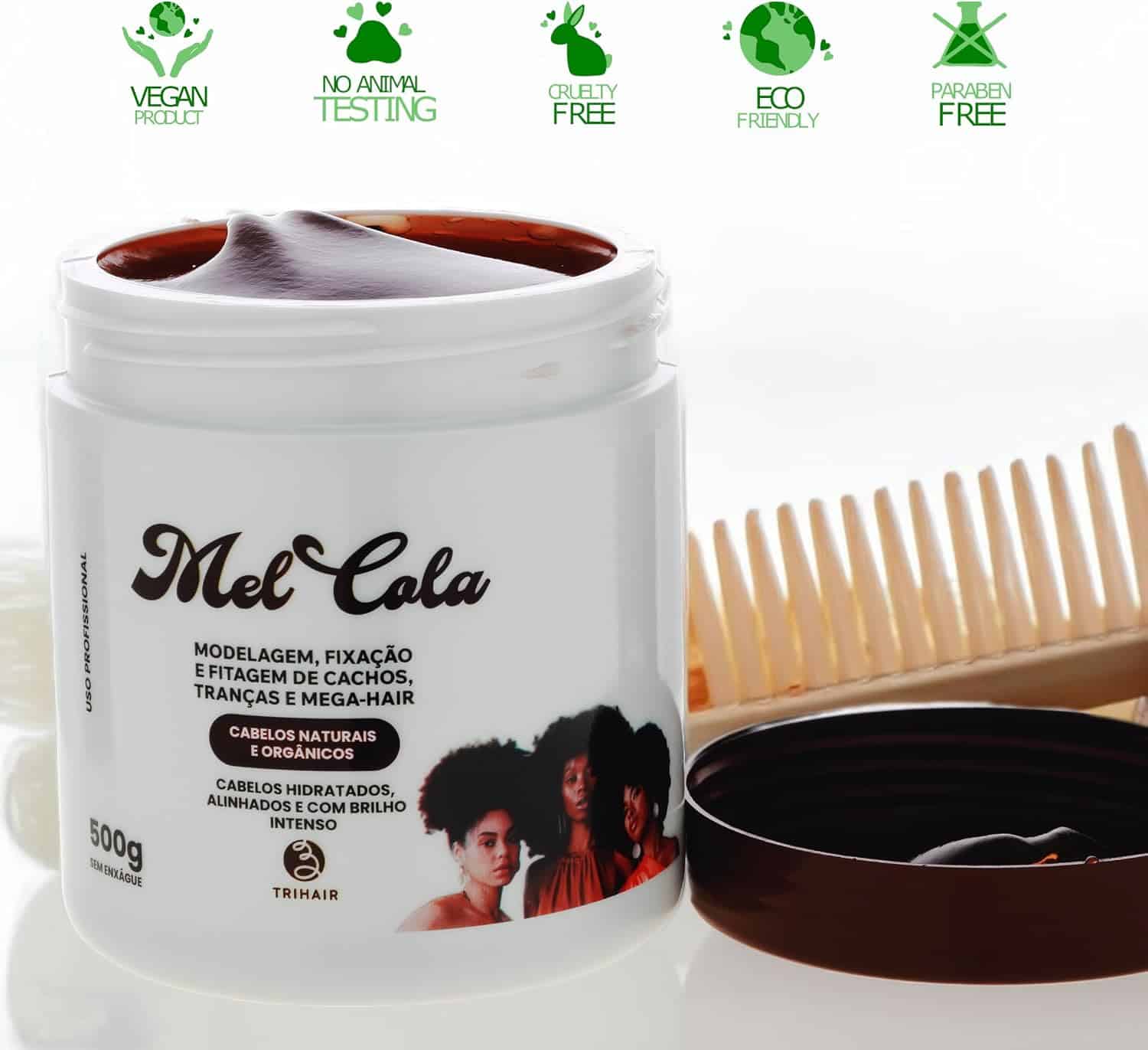 Mel Cola Styling Gel 500g – Krullengel & Vlechtgel – Voor Krullen, Vlechten en Mega Hair – Sterke Fixatie & Glans - Afbeelding 2